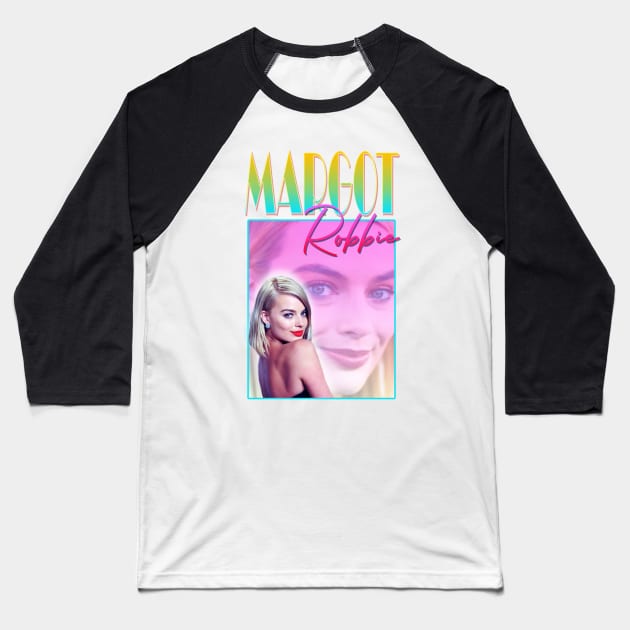 Margot Robbie Retro Design Baseball T-Shirt by Ladybird Etch Co.